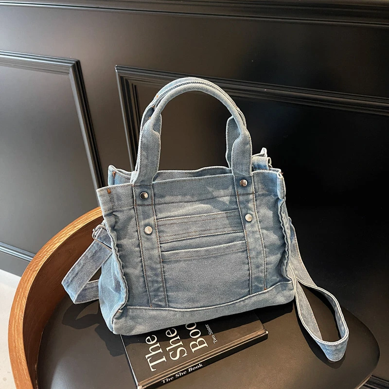 

Soft Denim Crossbody Bags Zipper Lightweight Trendy Casual Versatile Designer 2025 Sewing Thread Shoulder Bags for Women