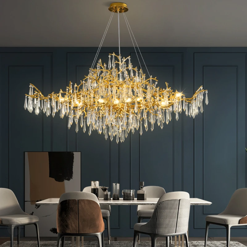 Modern Luxury Crystal lustre Ceiling Chandelier tree branch Led Lights Kitchen dining table Living lamps for room home-appliance