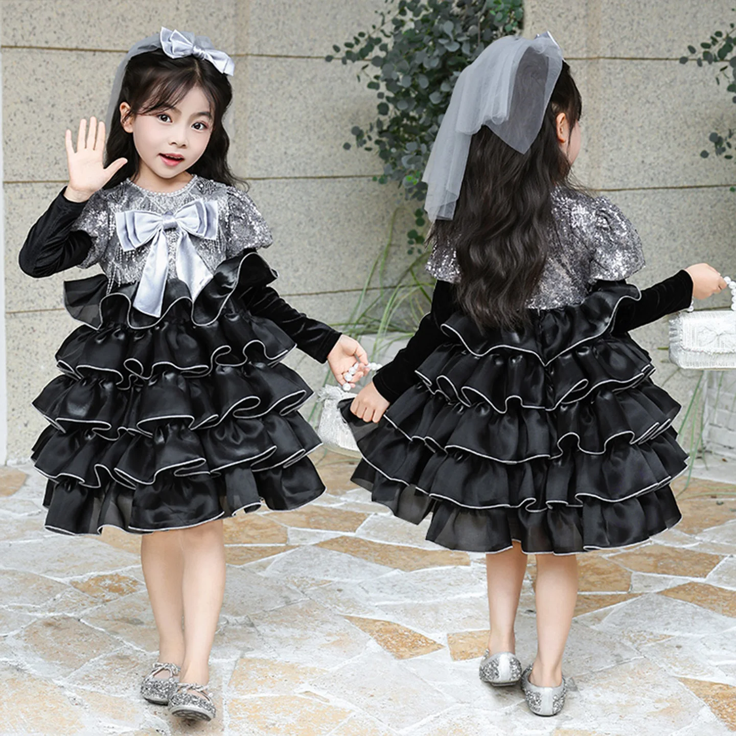 

Baby Girls Stage Performance Dress Size 3-11Y Kids Birthday Dress Child Party Skirt Princess Lolita Dress Little Girls Dresses