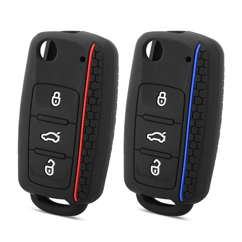 Capa chave do carro para vw golf jetta polo para skoda yeti excelente rápido octavia para assento leon ibiza 3 botões capa chave de silicone