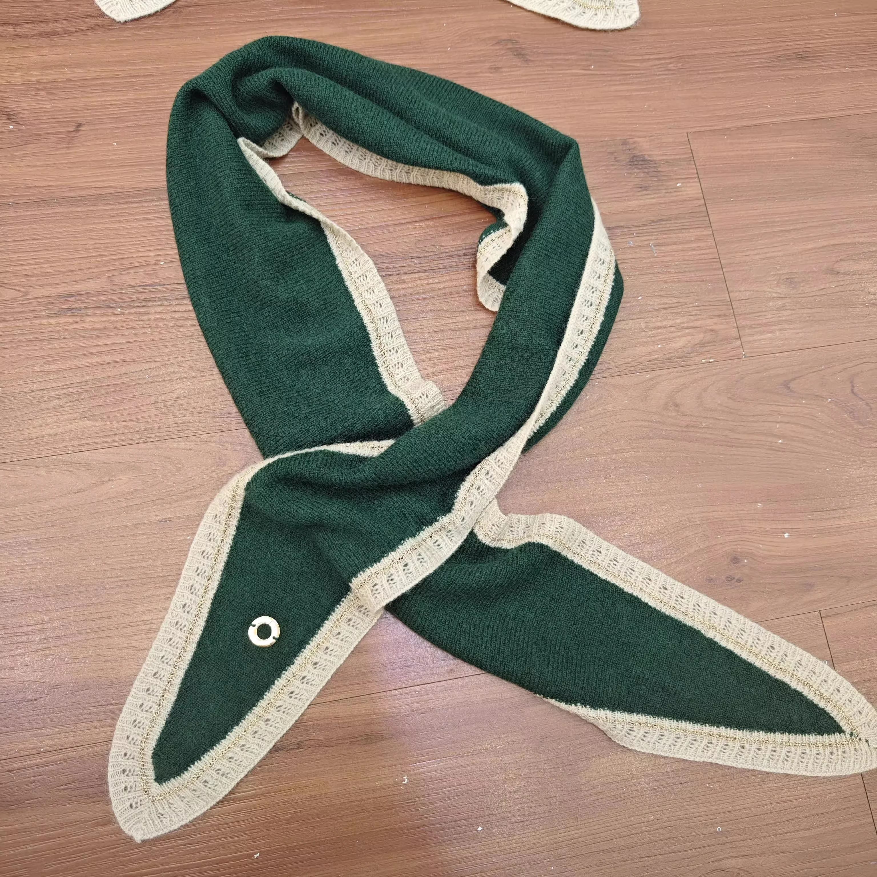 

Autumn/Winter New Women's Gold Lurex Trim Small Triangle Scarf Cashmere Blend Warmth Wrap Scarf