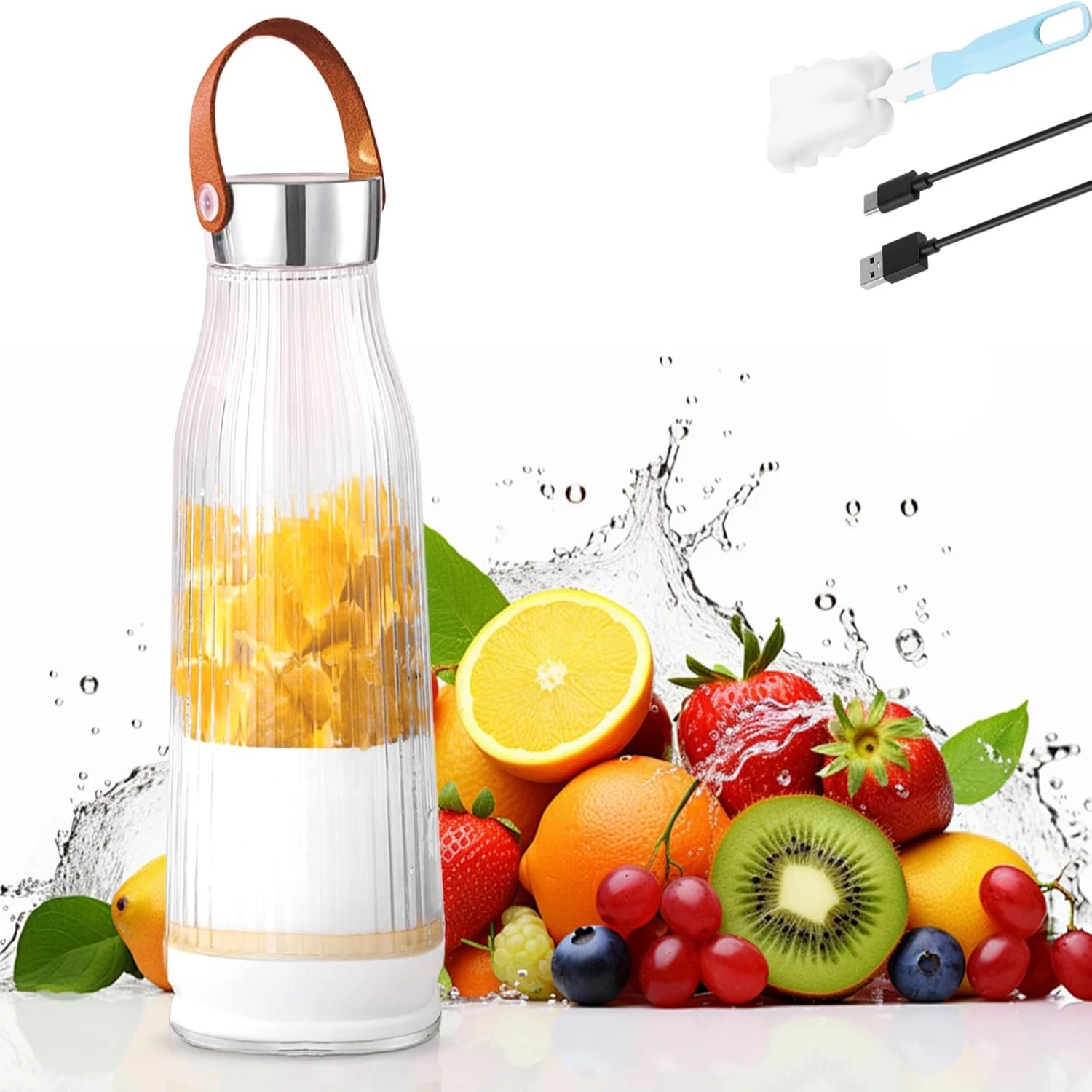 

Portable Blender USB Rechargeable, Personal Blender for Shakes and Smoothies, 380 ML Juicer Cup with 6 Blades, Portable Juicer B