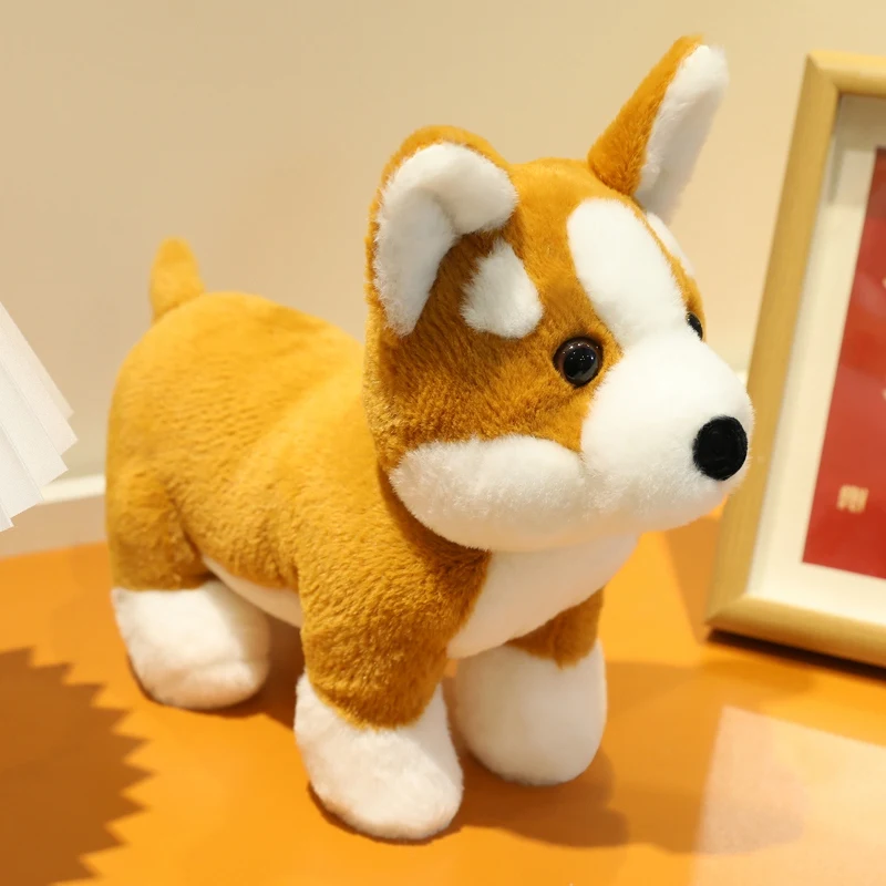 25cm mignon Corgi en peluche jouet dessin animé doux en peluche chiot jouets poupées filles garçons compagnon de couchage voiture Homedecor Plusie jouets
