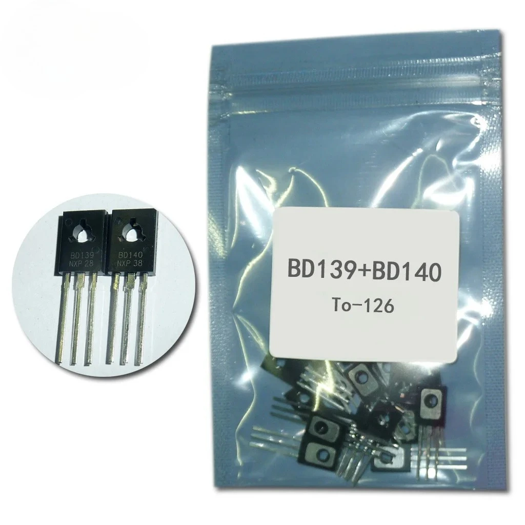 50pcs/set Transistor BD139 BD140 Each 25pcs TO-126 NPN PNP 80V 1.5A TO126 Silicon Triode Transistors Assortment Kit