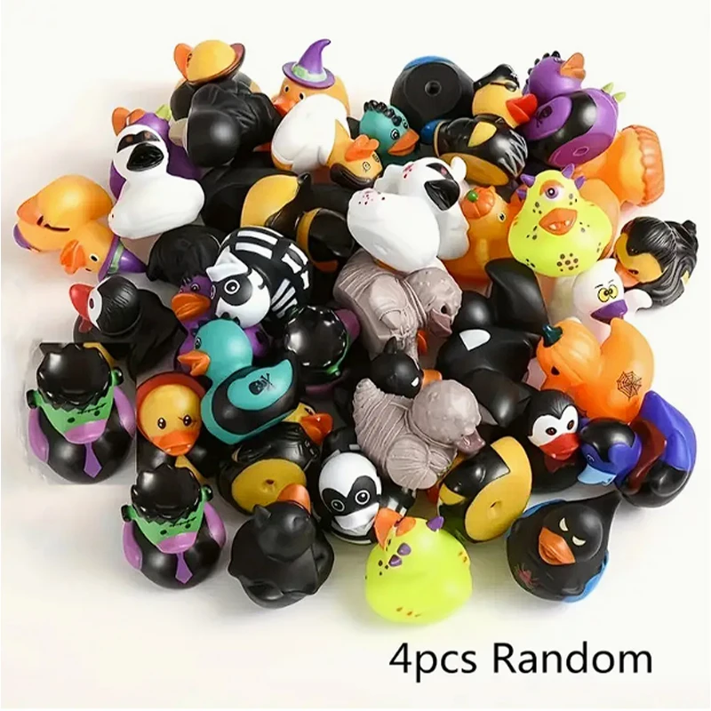 4PC Halloween Rubber Ducks, 2 Inch Halloween Themed Rubber Ducks Rubber Duck Funny Duck Toys for Halloween Party Decoration