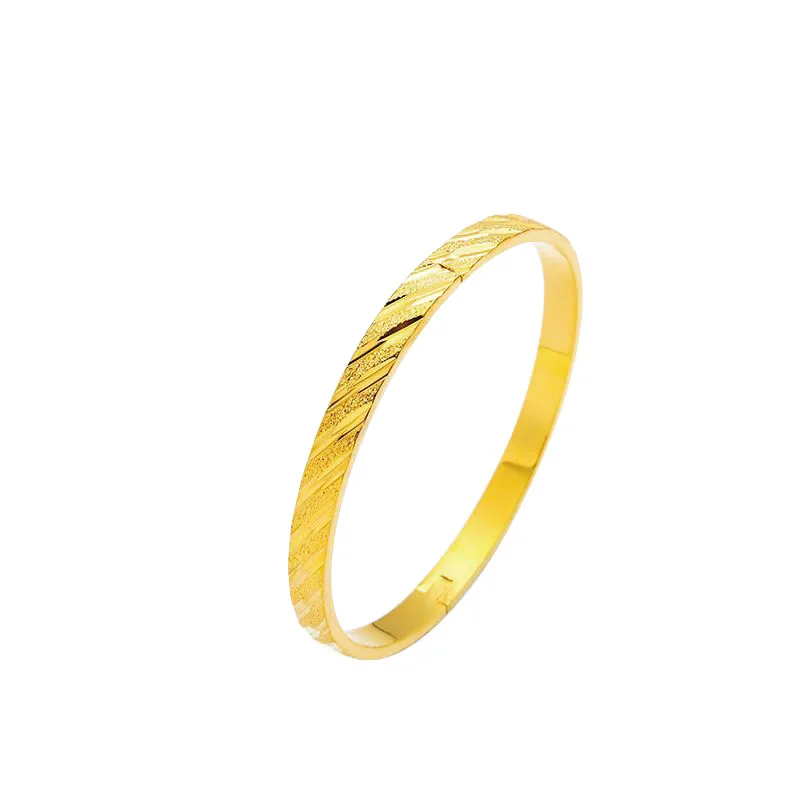 Wholesale Jewelry-- Embroidery Bangles and Bracelets 58mm For Women Wedding Jewelry Pure Gold Color