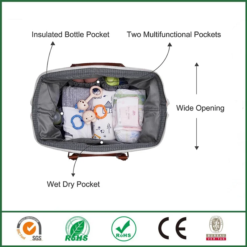 Travel Storage Bag Mommy Bag Large Capacity Waterproof Wet And Dry Separation Baby Diaper Bags Insulated Nappy Organizer Bags