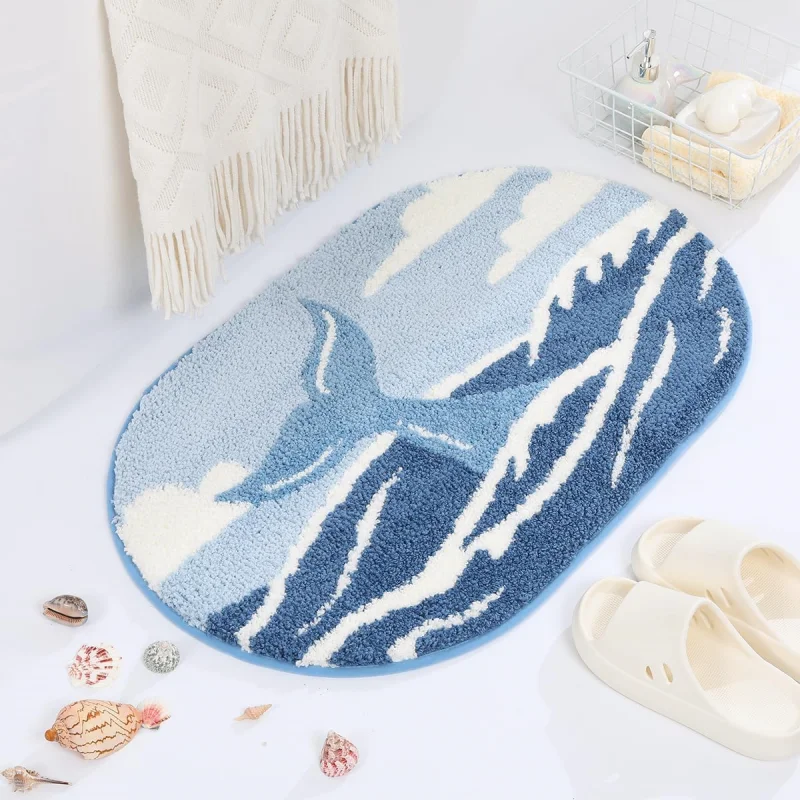 VIKAMA Underwater World Jellyfish Mat Soft Water Absorbent Anti Slip Fluffy Bath Mat For Bathroom Bedroom Home Decoration