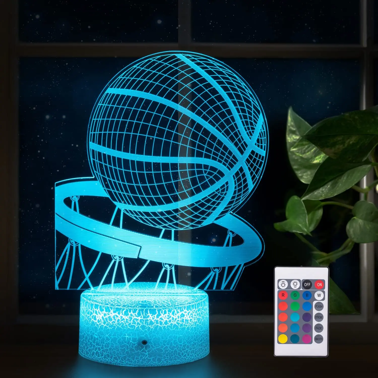 Basketball Night Light Remote Control Smart Touch 3D Illusion 16 Colors Led Lamp Christmas Birthday Gift for Kids Basketball Fan