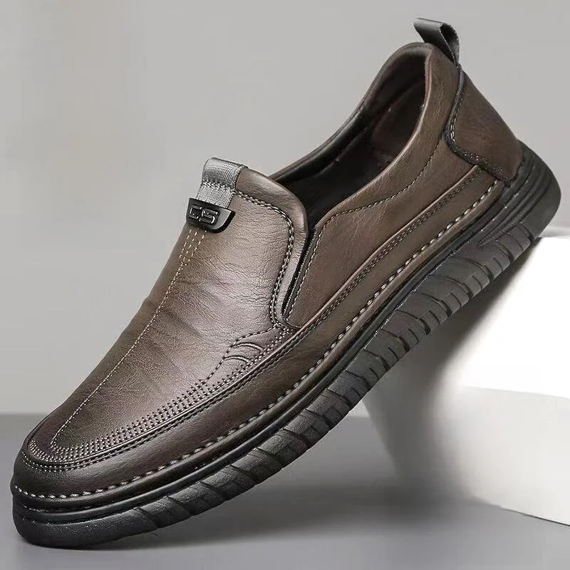 

Мужские повседневные кожаные туфли Woodpeer: дышащие, мягкие, нескользящие, для мужчин среднего возраста, удобные на весь день