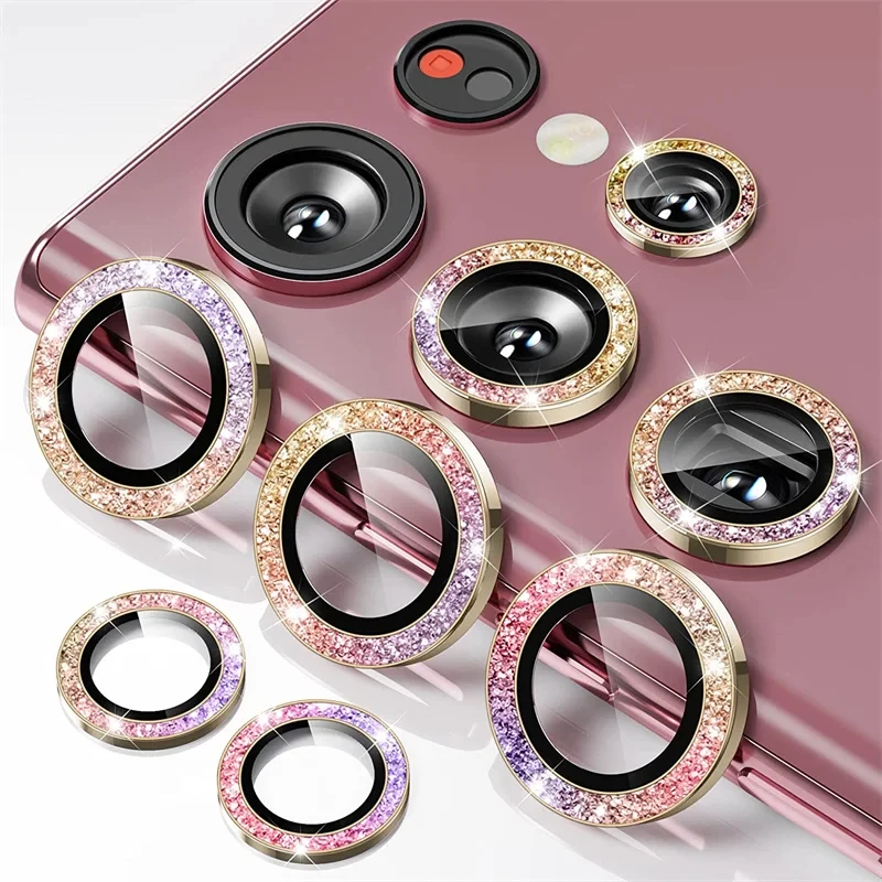 For Samsung Galaxy S24 S25 Ultra cool color diamond glass drop-proof phone camera protective case Suitable For Samsung S23 Ultra