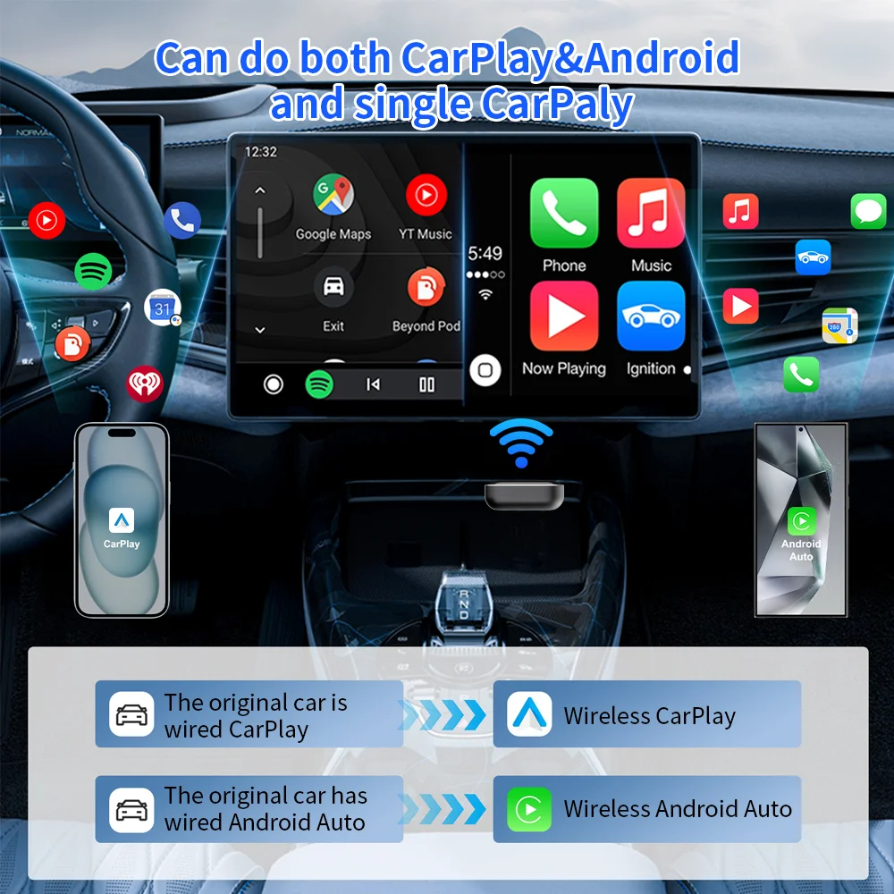 Mini Wireless Carplay Adapter Autos Netflix Access für Android Autos Autoelektronik Autozubehör