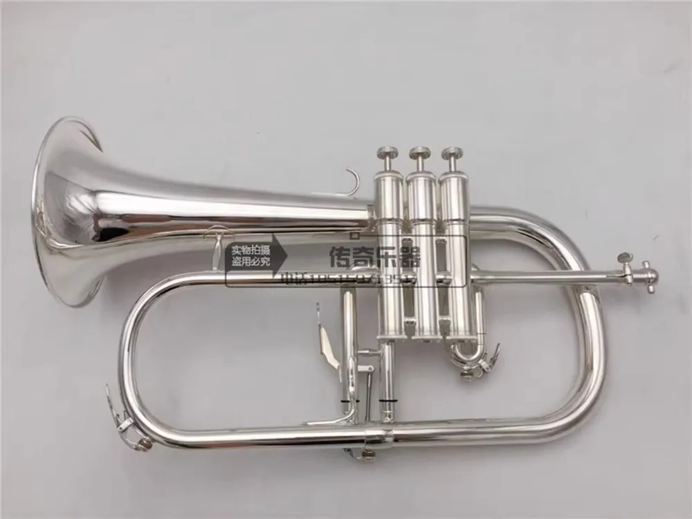 Flugelhorn B flat professional Silver-plated Trumpet musical instruments Brass Trompete horn Free shipping