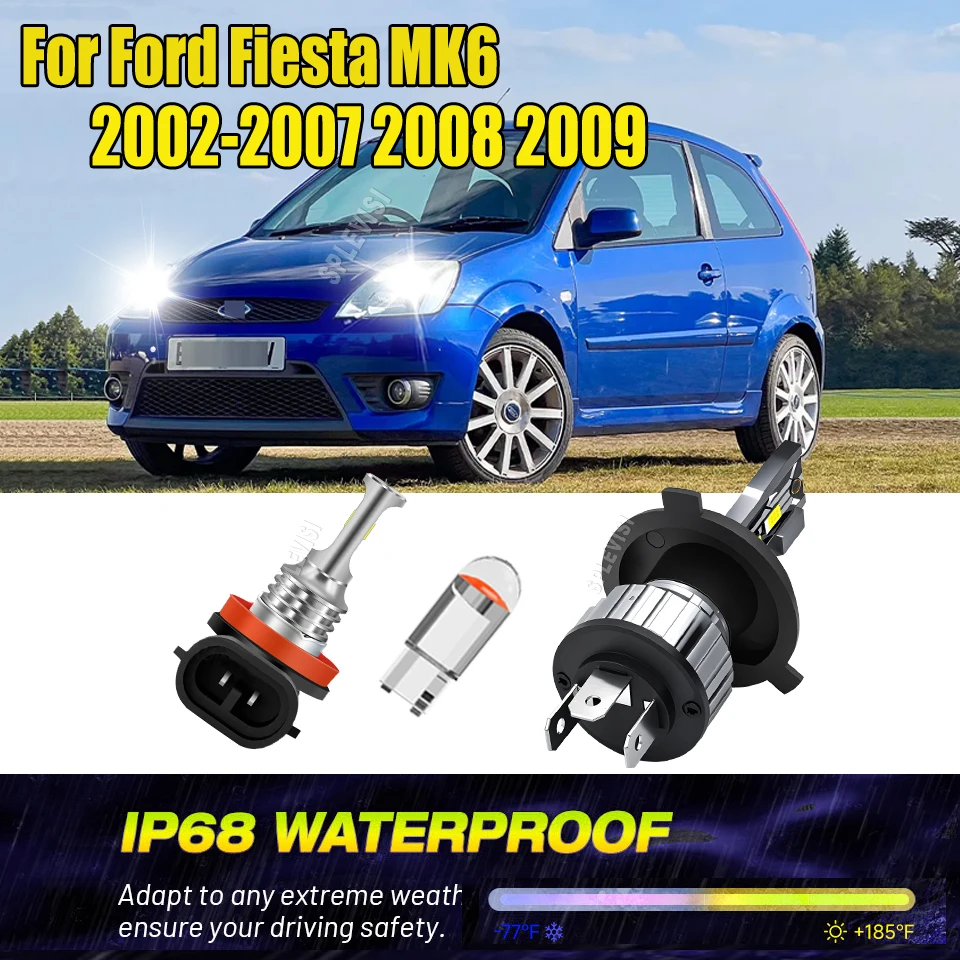

12v LED White Car Headlamp Fog Light Heavy Duty Filament Conversion For Ford Fiesta MK6 2002 2003 2004 2005 2006 2007 2008 2009