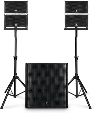 PRORECK 4000W PMPO Line Array and 18 inch Active Subwoofer Powered PA System Bluetooth/USB/SD/Remote Control for DJs,BandsEvents
