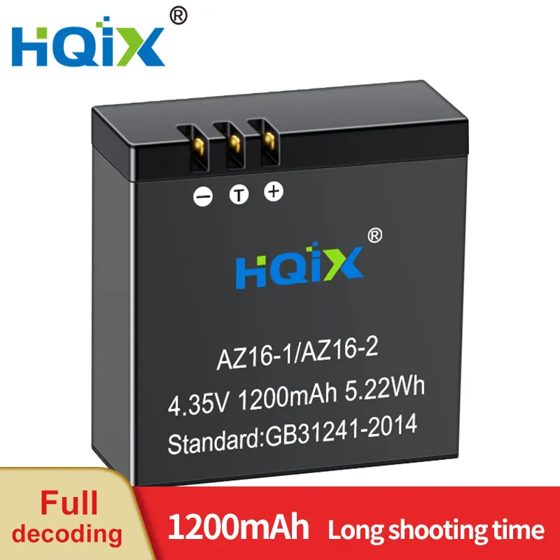 HQIX for Xiao YI 4K 4K+ 1st Generation 2nd Generation Action Camera AZ16-1 AZ16-2 Charger Battery