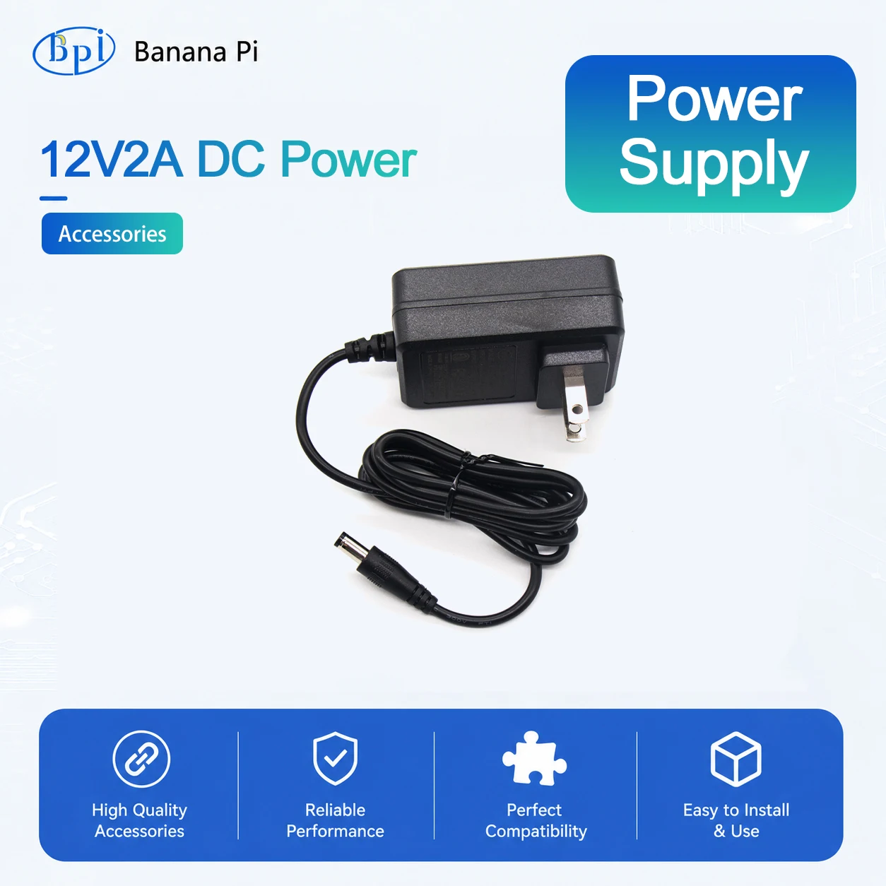 Banana PI BPI-R2/W2/R3/R2 Pro 12V2A DC Power Supply/Adapter with EU,US plug