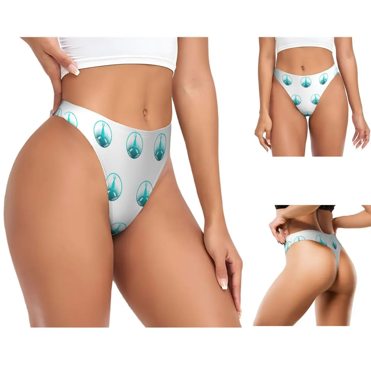 Culottes string personnalisées Bioshock Rapture Teal Faded, respirantes, extensibles, confortables pour femmes