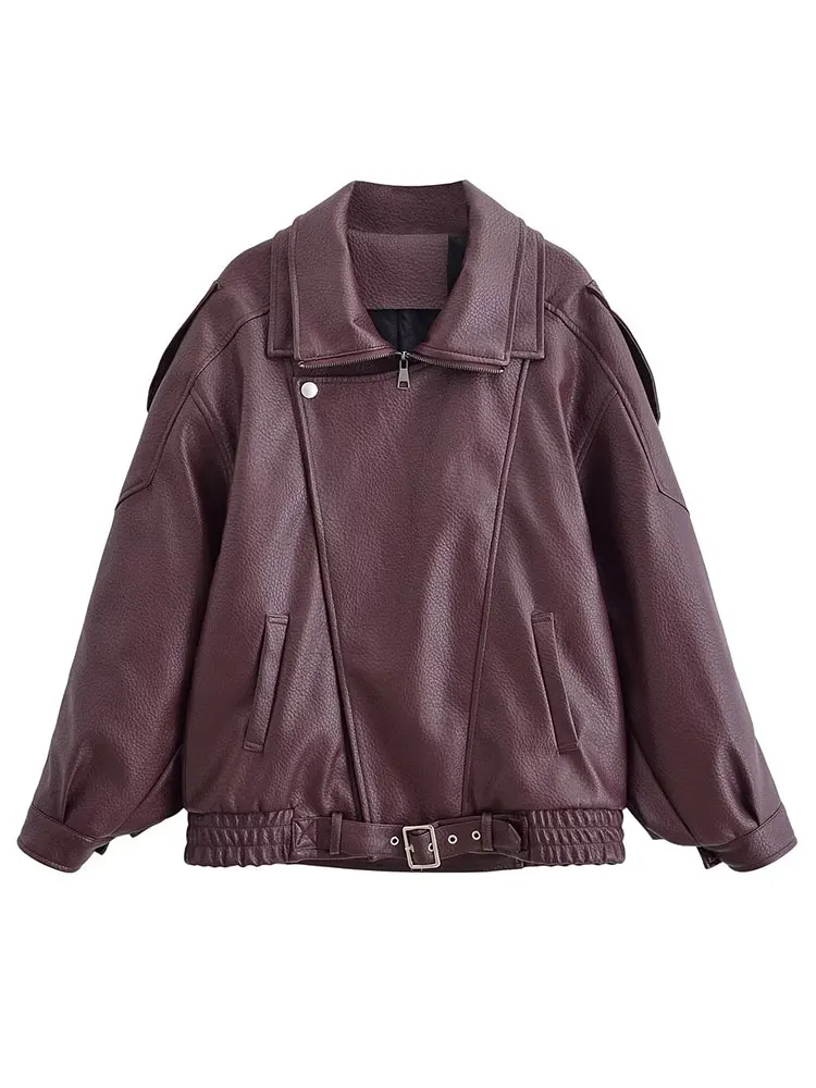 HH Giacche autunnali in ecopelle per donna Cappotto invernale spesso caldo a maniche lunghe con cerniera Giacca da moto da donna vintage