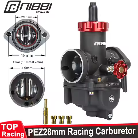 NIBBI PE Flange Racing Carburetor PEZ 28mm Carb with Power Jet Fit Motocross Yamaha Suzuki KTM 200cc-250cc Dirt Bike Motorcycle