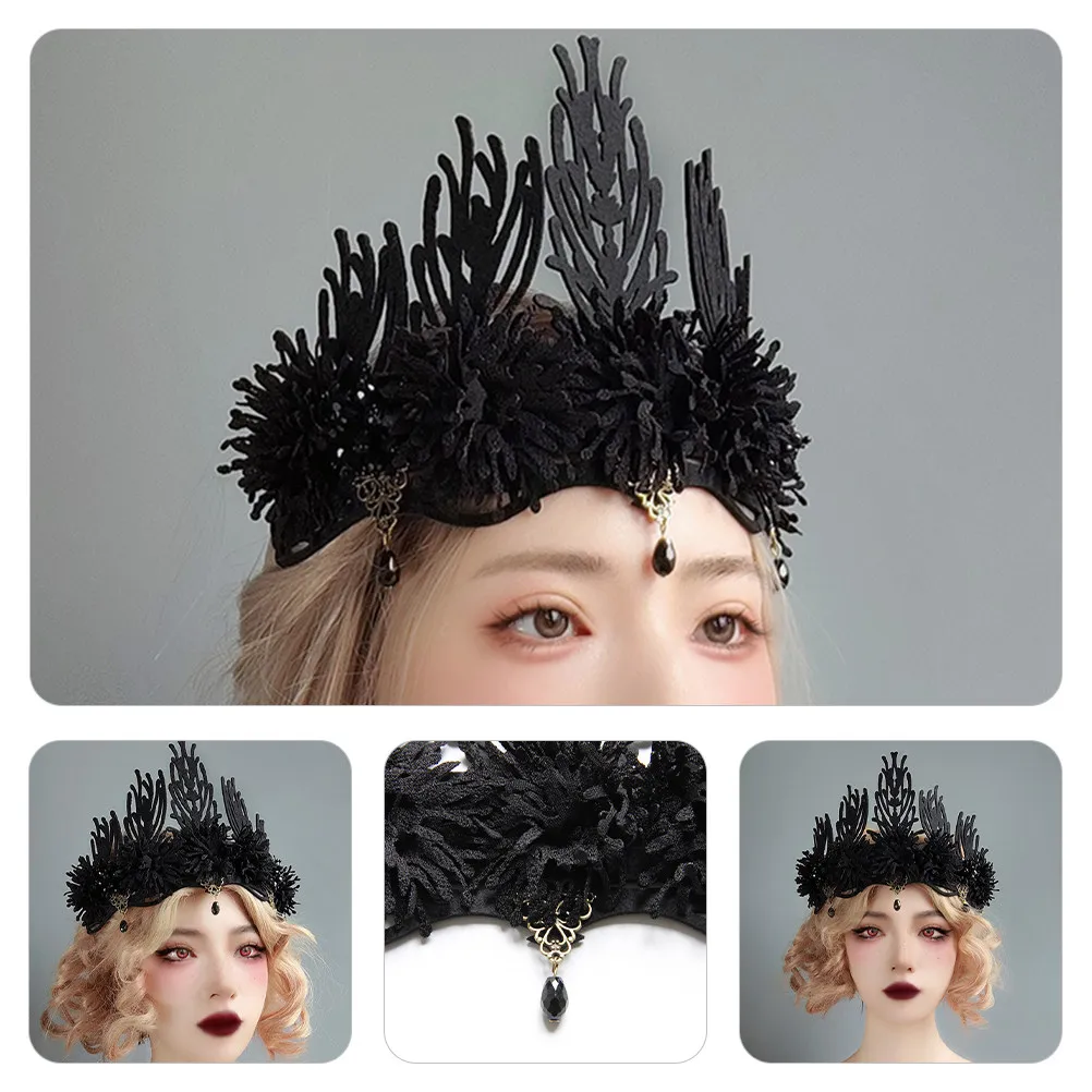 

Готическая повязка на голову для невесты, изысканная корона на Хэллоуин, легкая повязка для волос для вечеринок, аксессуар для косплея, готическая повязка для волос