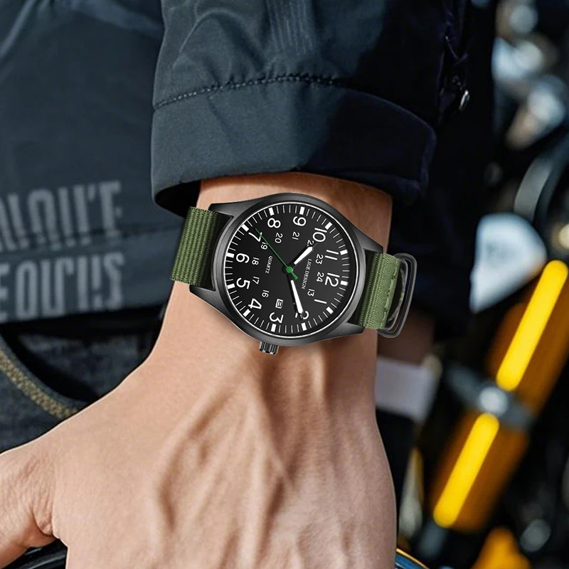 LIGE Casual Men Quartz Watch Outdoor Sports Nylon Strap Waterproof Luminous Date Chronograph Man Wristwatches Relogios Masculino