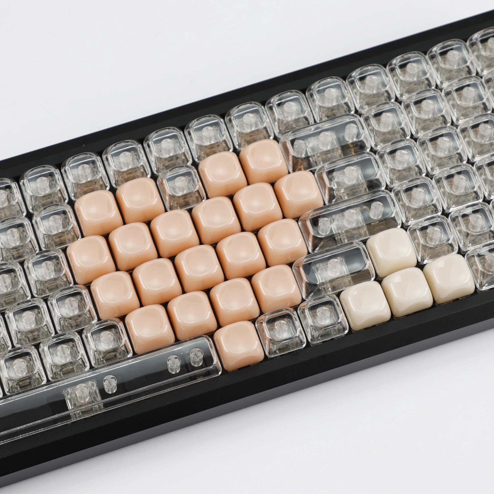 YMDK 129 Klawiszy Profil MOA Minimalistyczne Białe Przezroczyste Puste Klawisze PBT Barwione Sublimacyjnie do Klawiatury Mechanicznej MX 61/68/84/87/100/104/108 — zdjęcie produktu 6