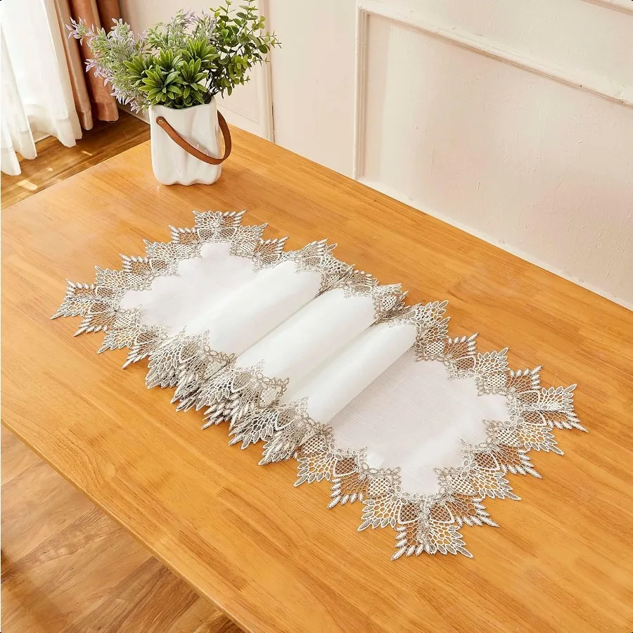 Runner da tavolo in lino naturale da 72 pollici, tonalità neutre della terra, pizzo beige, runner da tavolino artigianali, sciarpa drer per la primavera dell'est