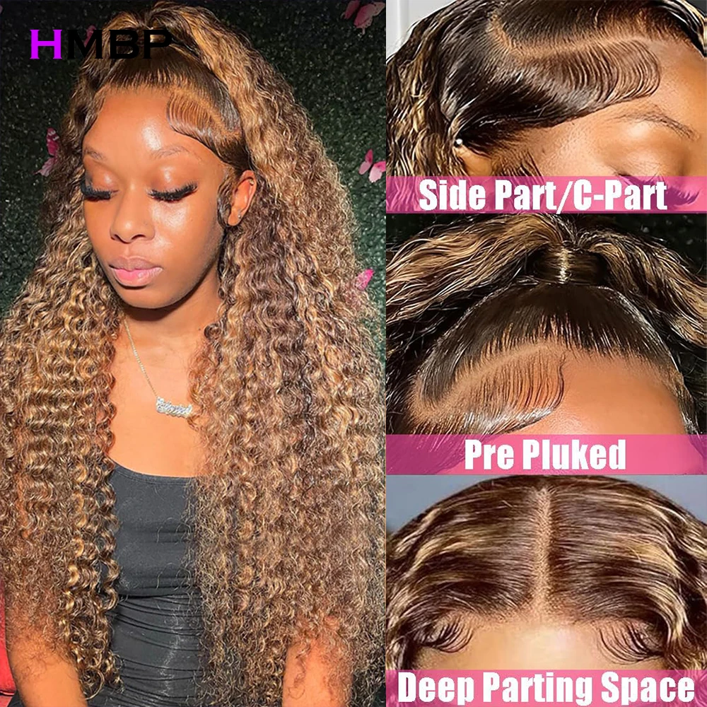 Highlight Echthaar Perücken Honig blond 13x6 HD Spitze Frontal Perücke Echthaar Jerry Curl P427 farbige HD transparente Echthaar Perücke