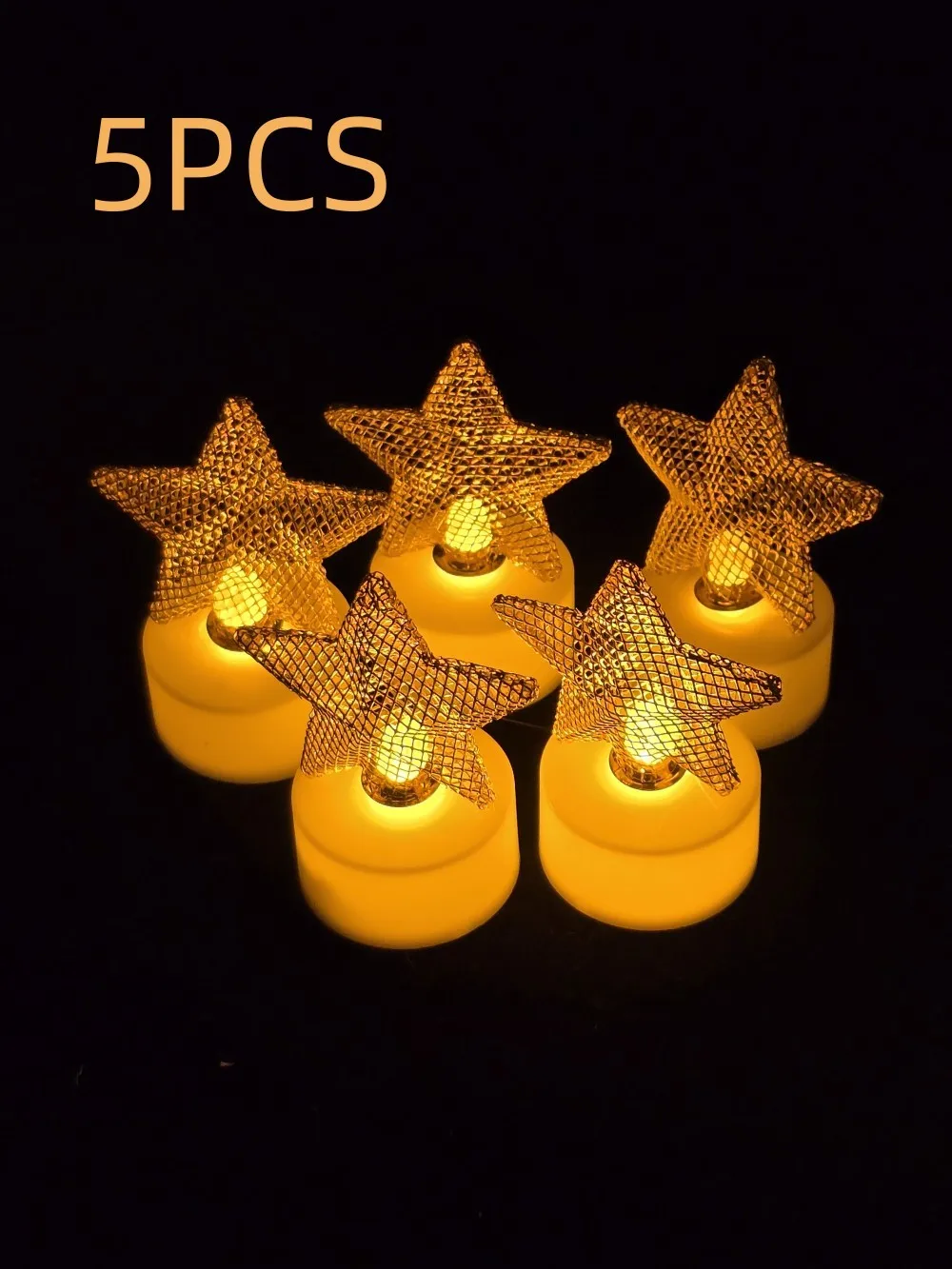 

5PCS Star Candle Shaped LED Table Lights Battery Operated Fairy Lights for Bedroom Party Wedding Ramadan Home Decor Night Light