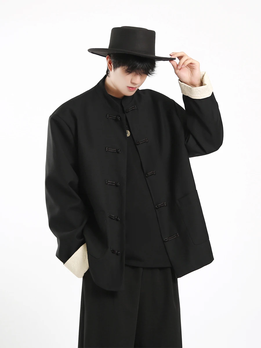 

New Chinese Sle Stand Collar Jaet Coat Men's Women's Button Loose Casual Spring Autumn Retro Padded oulder National S...