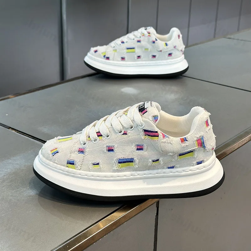 

Мужские парусиновые кроссовки, удобная противоскользящая платформа, студенческая модная повседневная обувь, 2025 г., мужская уличная вулканизированная обувь на шнуровке