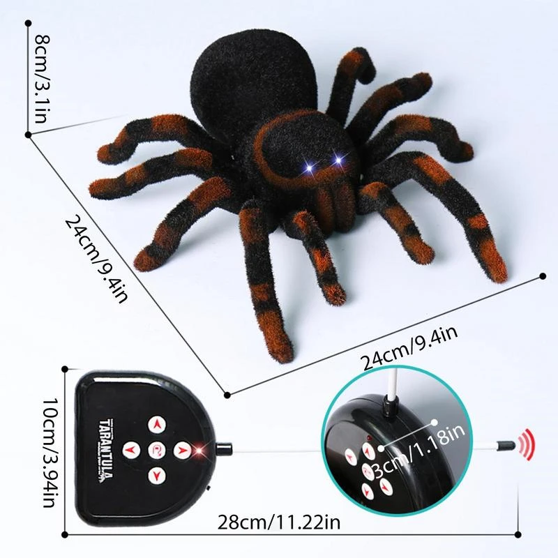 Electric Simulation Remote Control Scary Spider Eyes Lighting Novelty Spider Battery Operated Toys Family & Friends Prank Toys