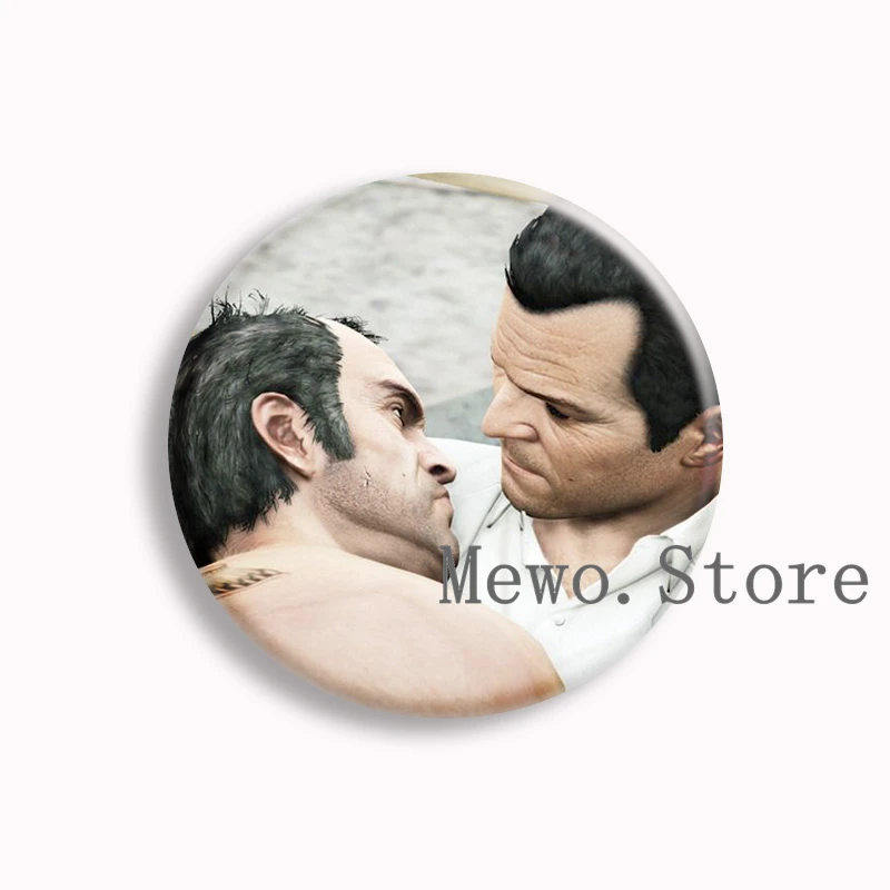 لعبة PS4 GTA5 لينة زر دبوس GTA VI سرقة السيارات الكبرى 5 مضحك ميمي بروش شارة حقيبة ديكور مجوهرات ألعاب جمع الأصدقاء الهدايا