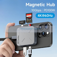 Hagibis magnetic usb c hub type-c multiport adapter docking station 4k hdmi 100w pd for macbook iphone 16/15 pro thunderbolt 4