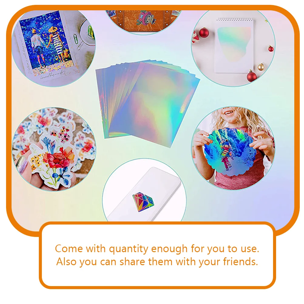 20 Sheets Multi-use A4 Paper Stickers Holographic Diy Water Mug Decals holographic paper holographic laminate sheets