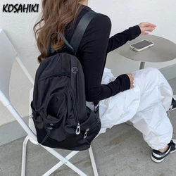 College Students Simple Preppy Women's Bags  All Match Korean Solid Backpacks High-capacity Casual Y2k Vintage Schoolbags