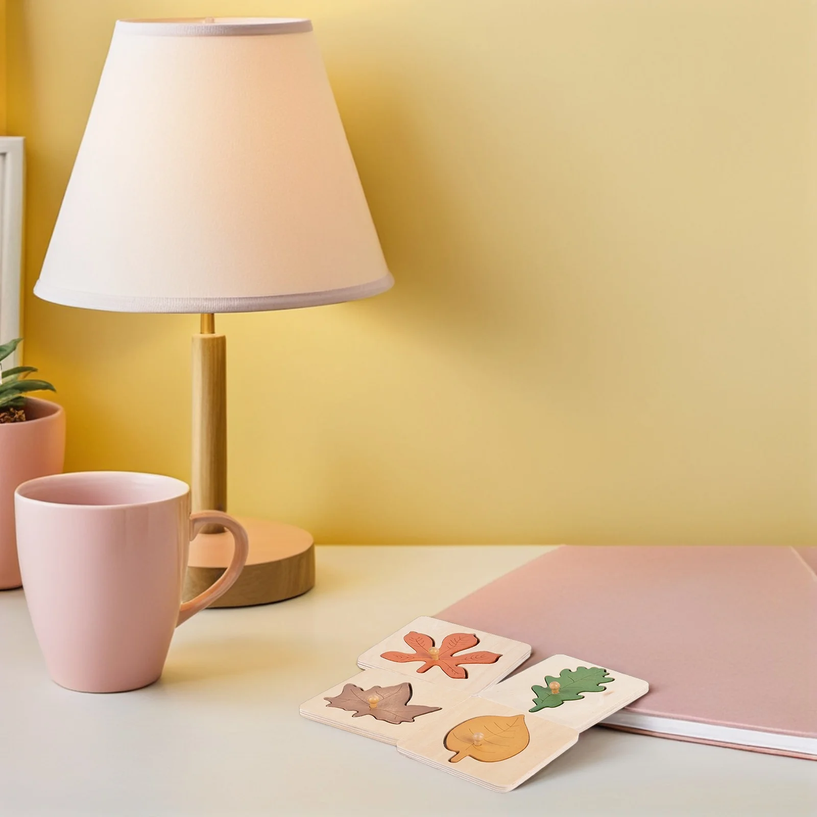 Puzzle feuilles en bois pour enfants, 4 pièces, jeu éducatif de reconnaissance des couleurs, apprentissage des tout-petits