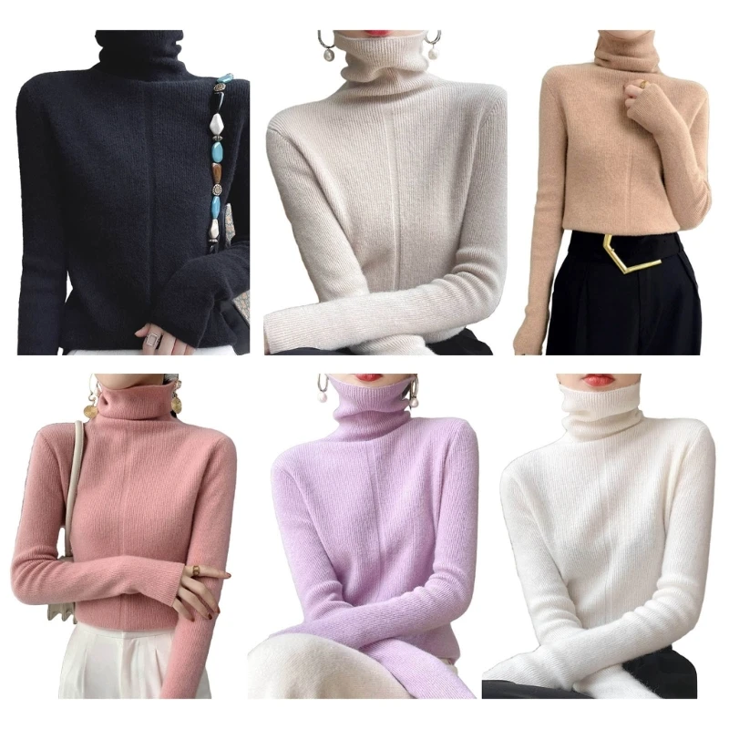 

Women's Knit Sweater with Trendy Collar Long Sleeve Tops Pullover Sweater N7YE