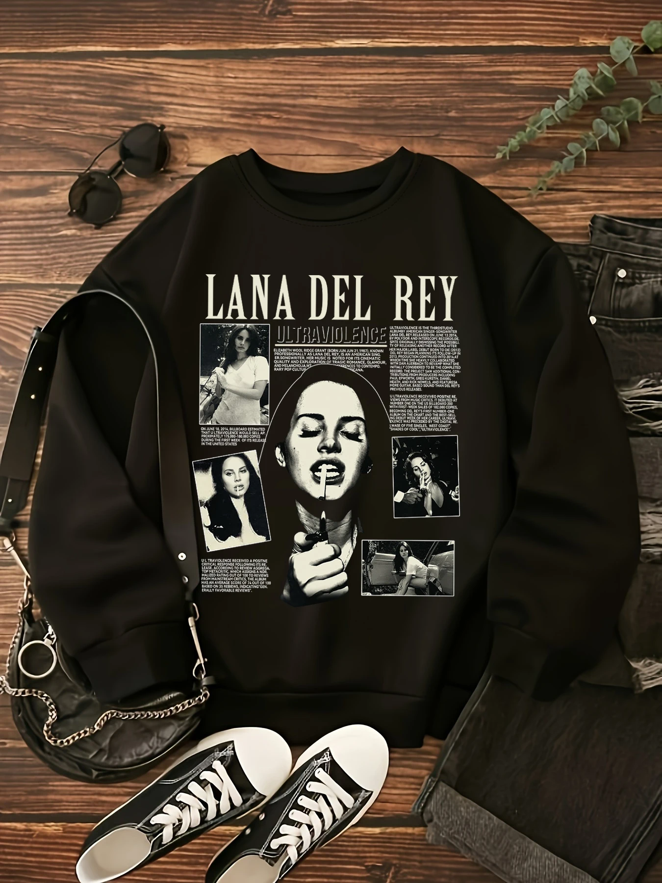 Portraits  print sweatshirt, crew neck casual sweatshirt for winter & fall, women's clothing