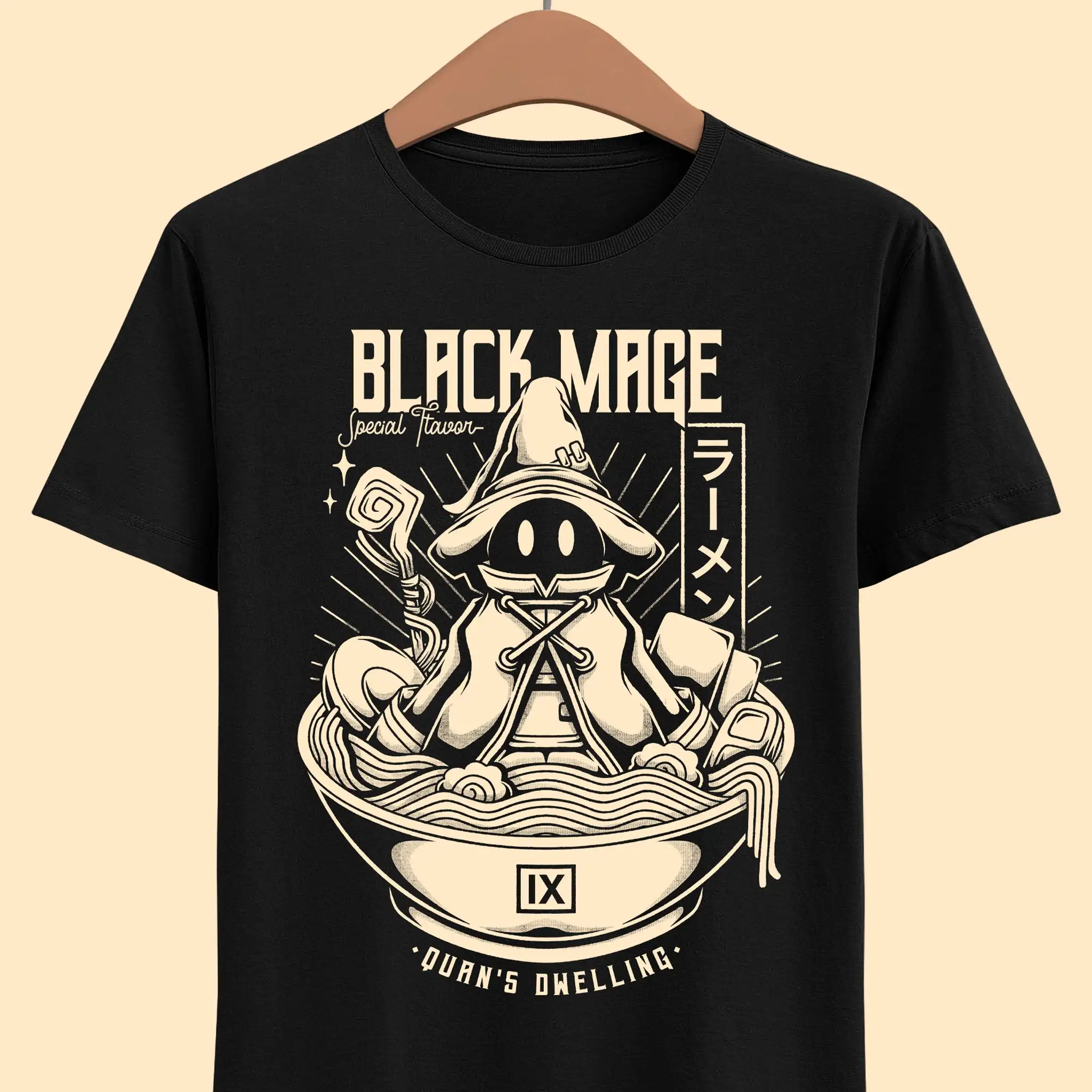 

Vivi Black Mage Ramen Final Fantasy IX Gift T shirt for RPG gamer 100% cotton Short Sleeve Graphic Clothes All size tops S-6XL