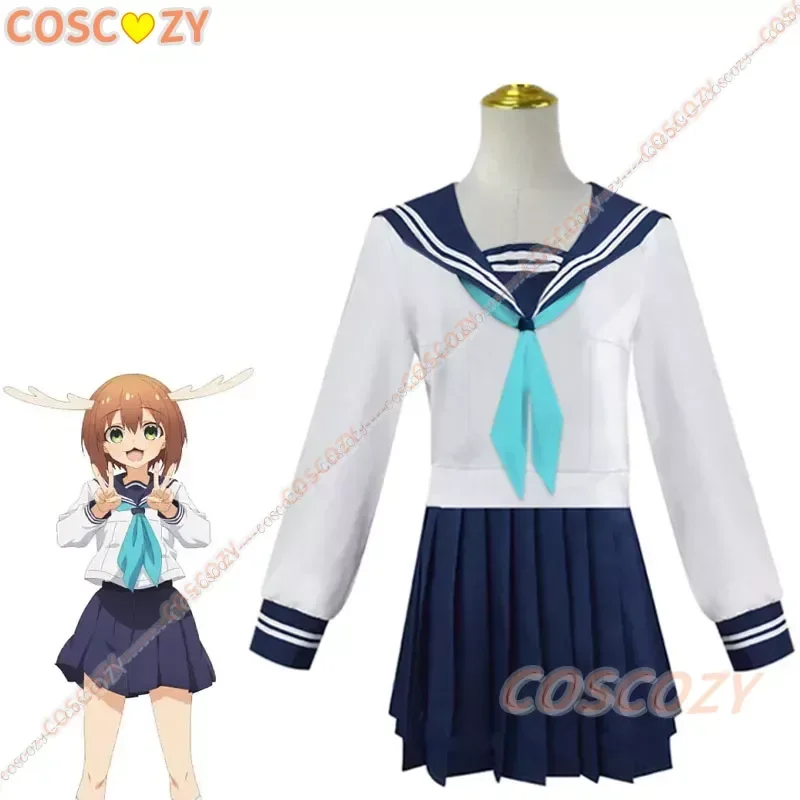 Disfraz de Cosplay de Shikanoko Noko, uniforme escolar de Anime, falda JK, peluca de red rosa