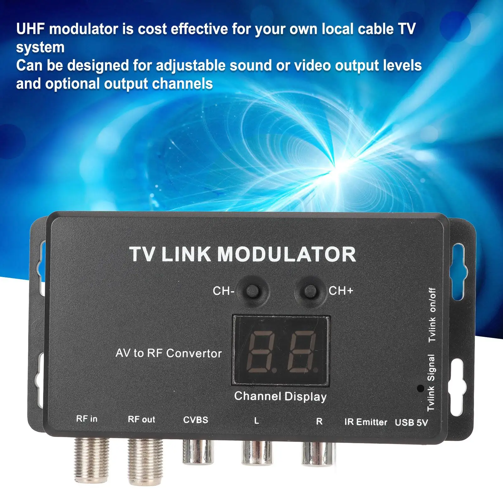 UHF Modulator TV Link 885.25MHz PAL NTSC AV RF Converter IR Extender