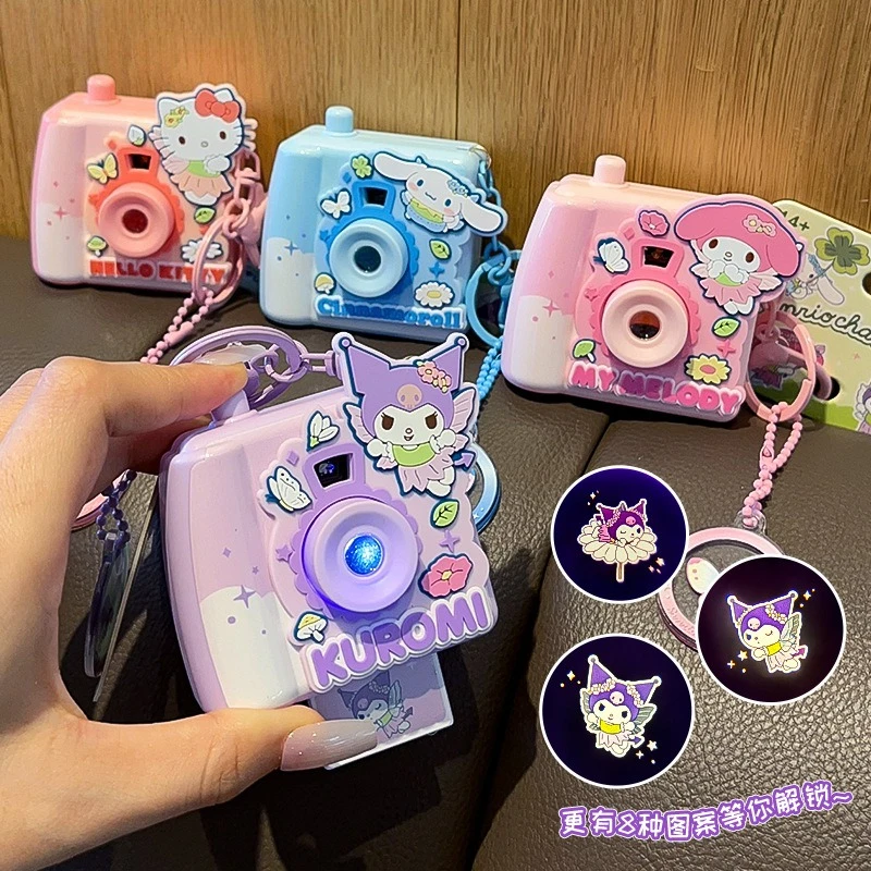 Hello Kitty Cartoon 6cm Photo Projection Key Ring Cinnamoroll My Melody Kuromi Figure Charm Decor Toy Gift for Accessories