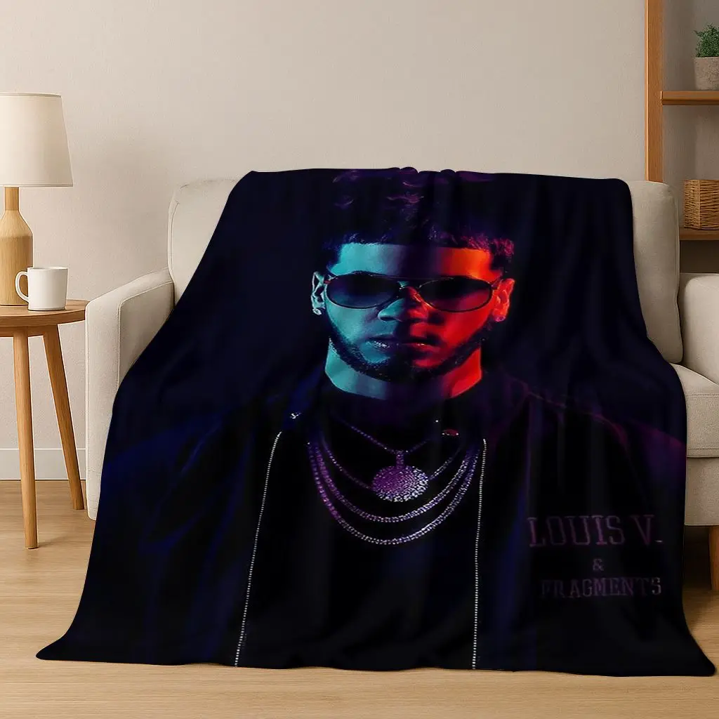 Free Anuel AA Rapper Hip Hop Singer Star Flannel Blanket Soft Warm Throw Blanket for Bedroom Living Room Bed Camping Picnic Gift