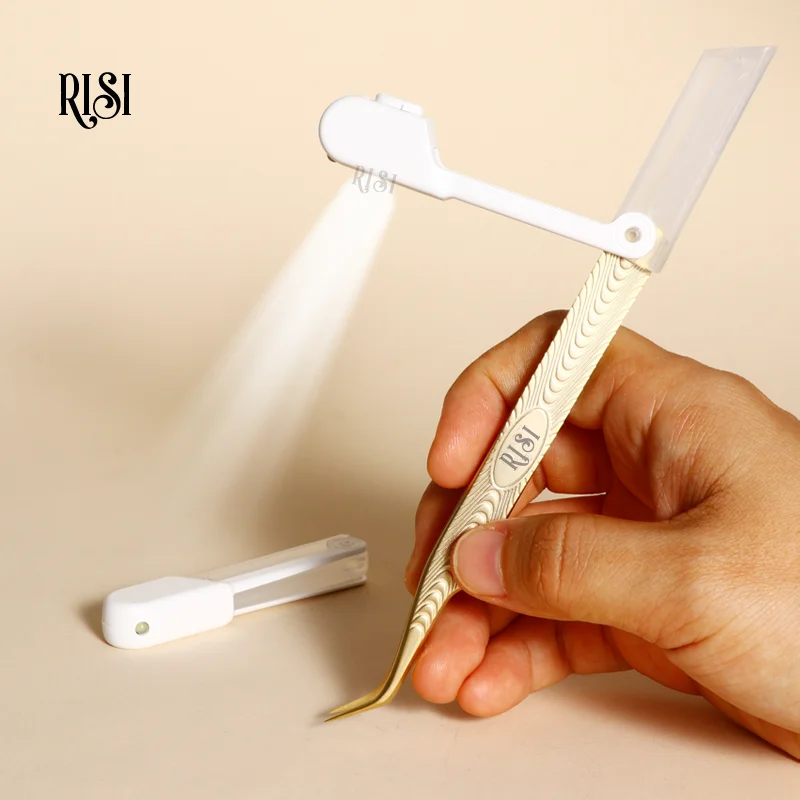 RISI Lash Extension With LED Lamp Clip Lash Tweezers Makeup Beauty Tools LED Eyelash Tweezers Beauty Makeup