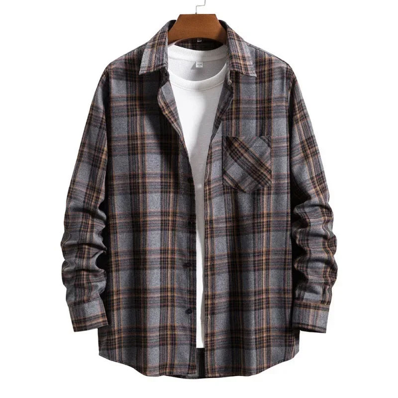 Men's Regular Fit Plaid Flannel Shirts Button Down Shirts Long Sleeve Cuffed Shirts