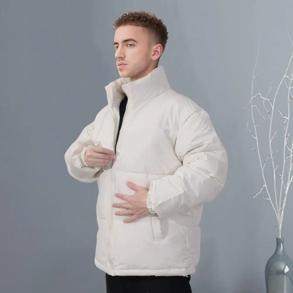 Coat Jacket Men's Winter Cotton Down Coat with Stand Collar Pockets Thickened Warm Outerwear for Cold Weather Winter Coat