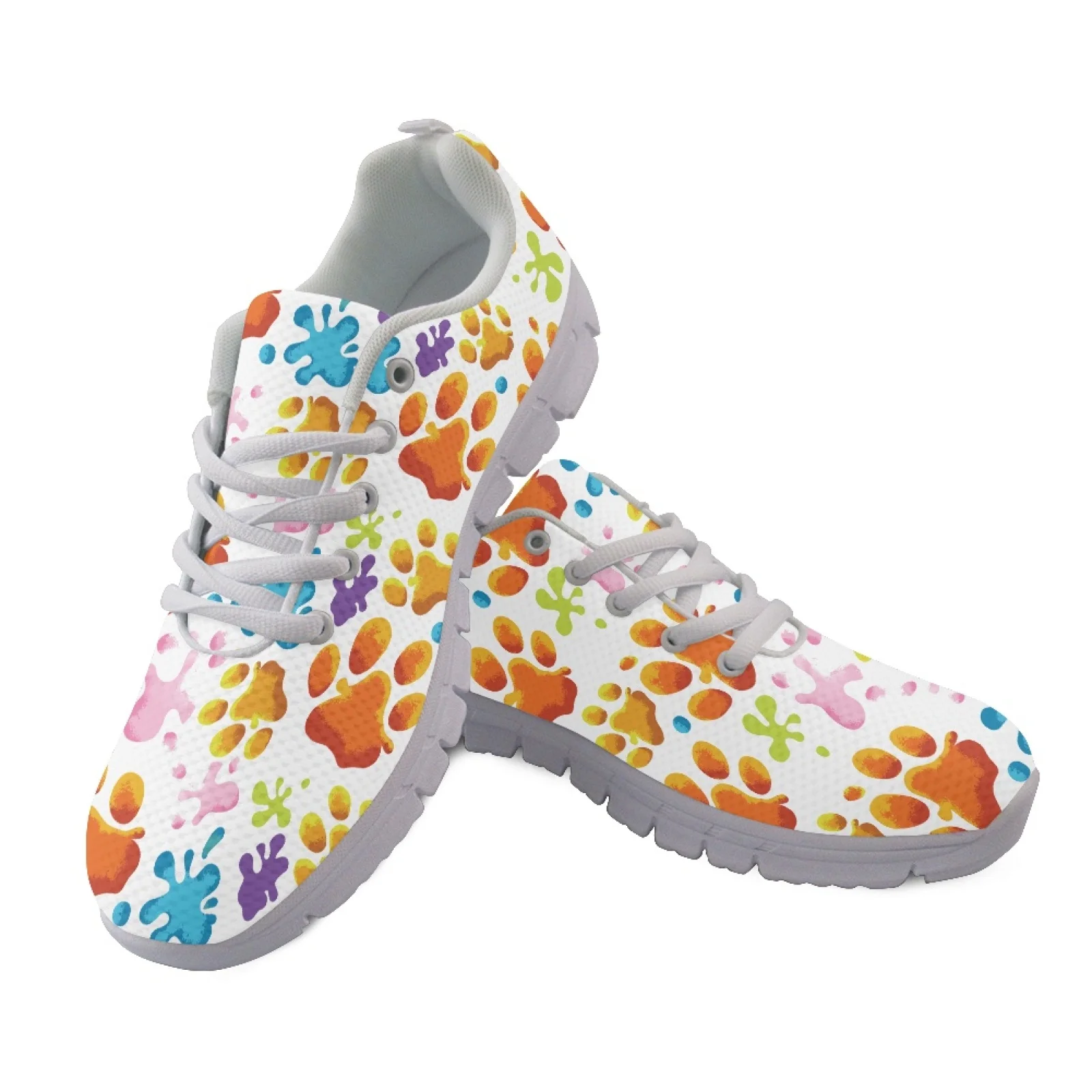Coloranimal Colorful Paw Prints Tennis Shoe Mesh & EVA Sole Tennis Shoes Comfortable Sports Shoes for Men