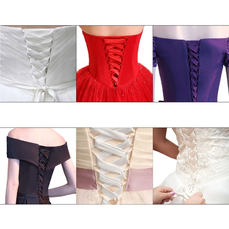 652F 118Inch Wedding Dress Zipper Replacement Adjustable Corset Back Lace-Up Sati